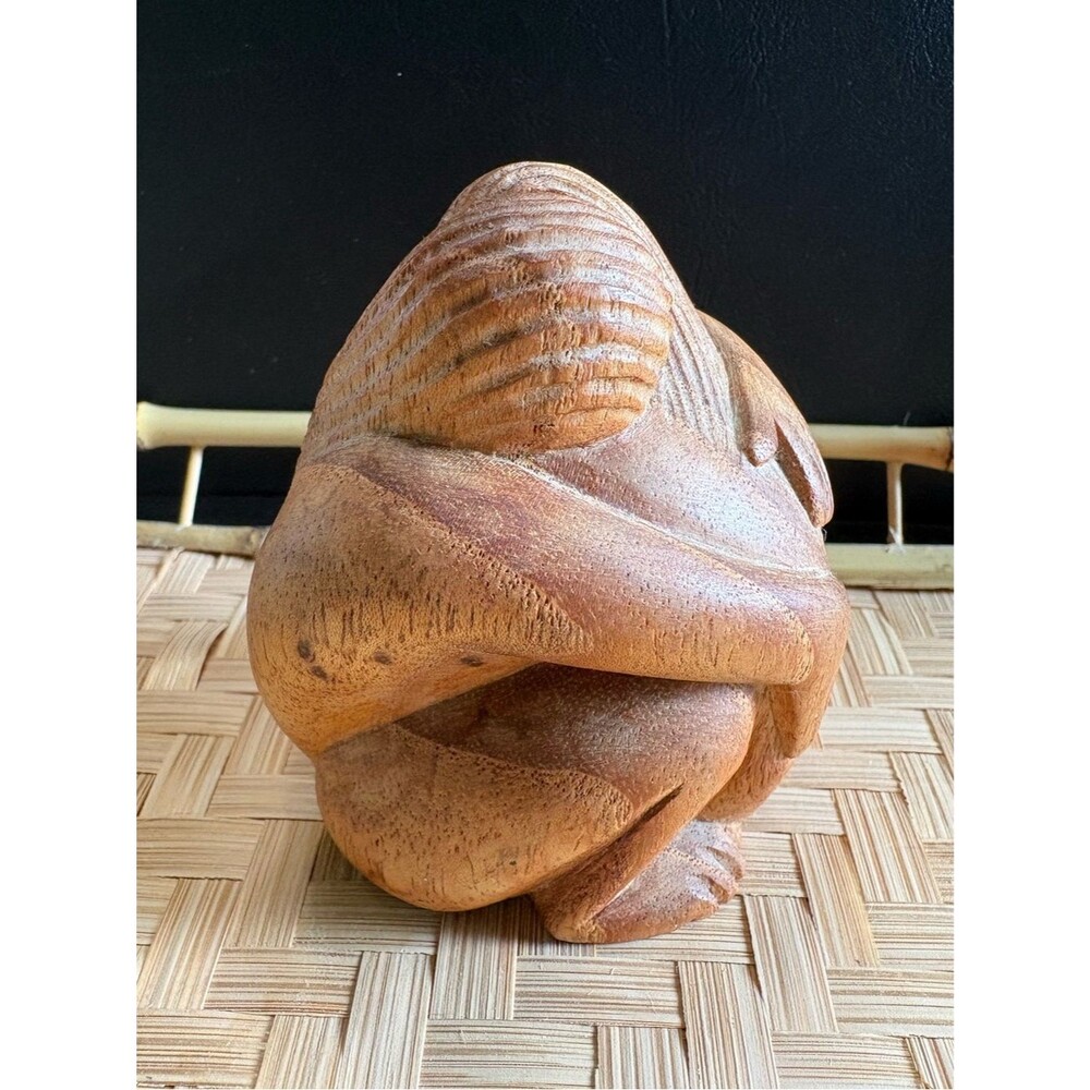 Vintage Hand Carved Wood Embracing Couple Sculpture Abstract Romantic Figurine